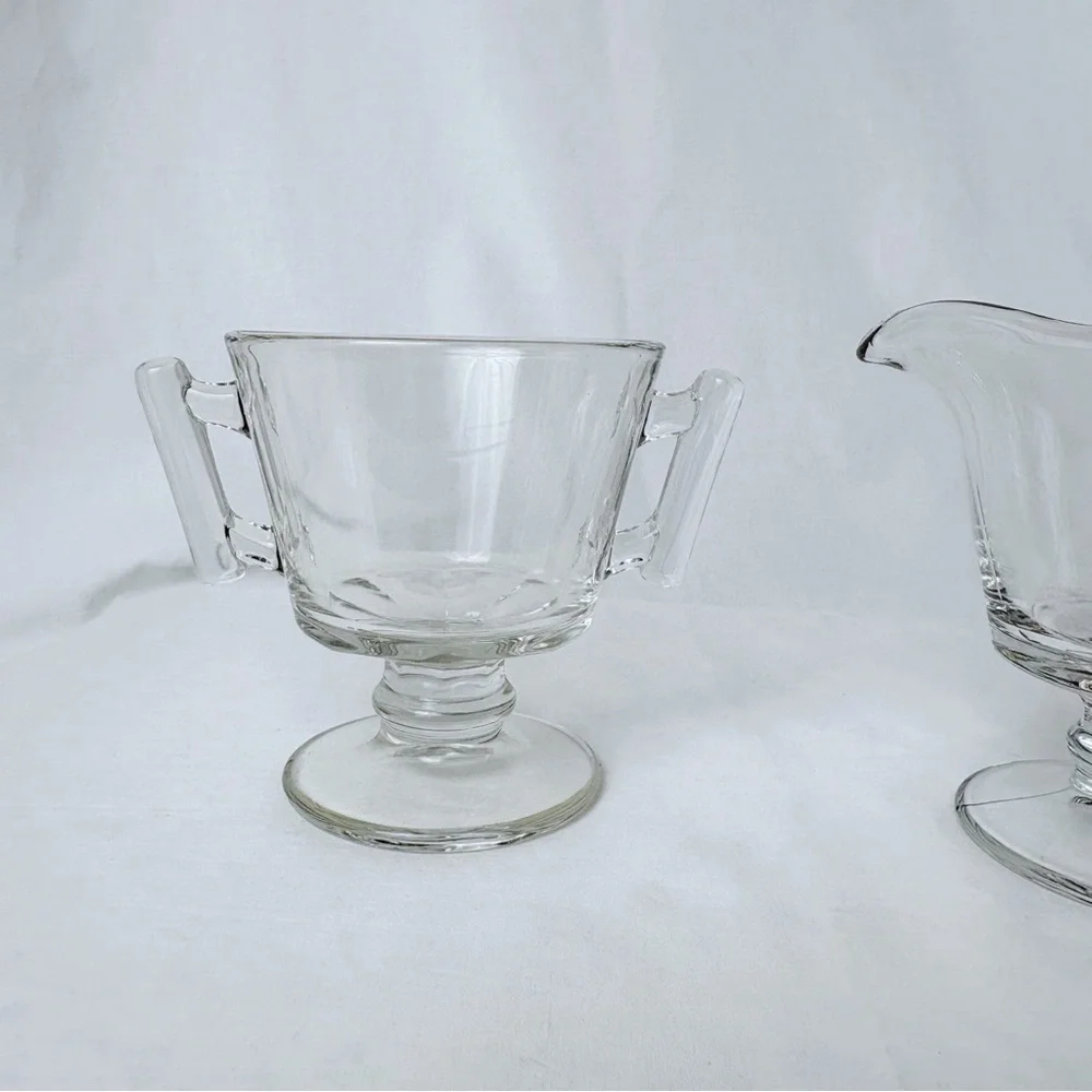 Vintage Fostoria Raleigh Glass Sugar Bowl & Creamer Set